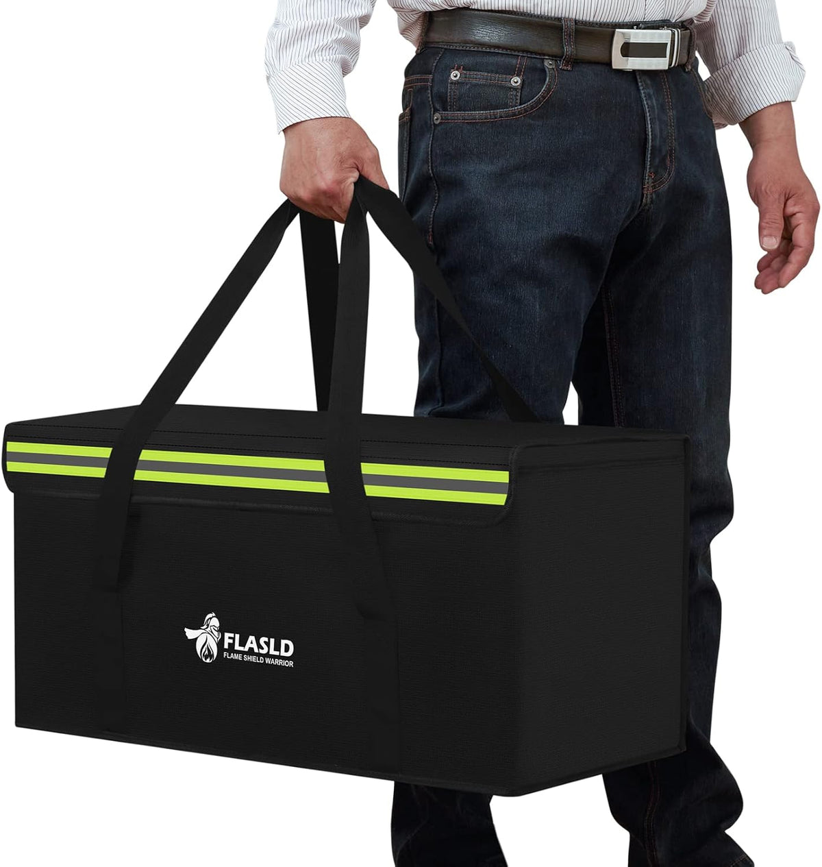 FLASLD Large Fireproof Document Bags, 24x12x12” Waterproof Storage Firesafe Bag, Fireproof Folder Safe Box for Cash, Valuables & Passport, Silicone Coating & Zipper Closure