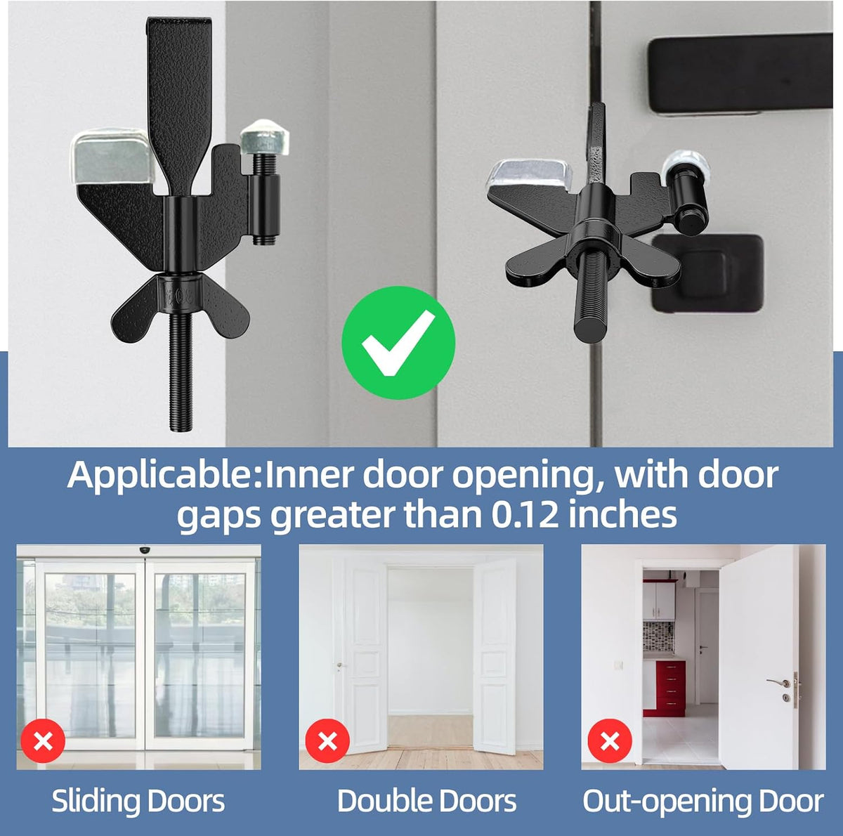 1 Pack Adjustable Portable Door Lock, Hotel Door Locks for Travelers, Prevent Unauthorized Entry, Door Stoppers Security for Travel Bedrooms Apartment Airbnb Dorm, with Silicone Caps