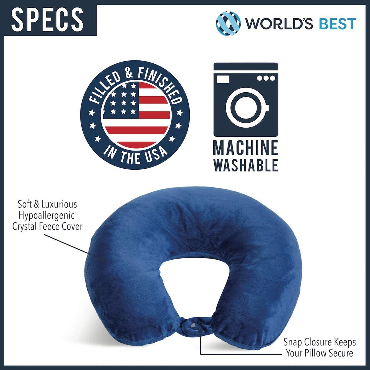 Wolf Essentials Adult Cozy Soft Microfiber Neck Pillow for Travel – Compact, Machine Washable - Perfect for Airplane, Car, or Home Use - Filled and Finished in the USA – Charcoal Trellis