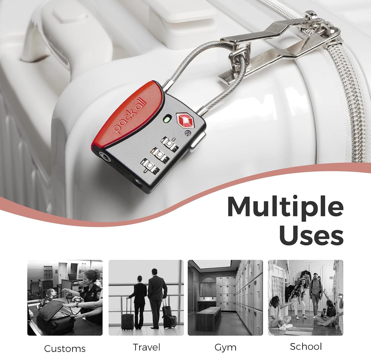 pack all TSA Approved Travel Luggage Locks, Resettable 3-Digit Code