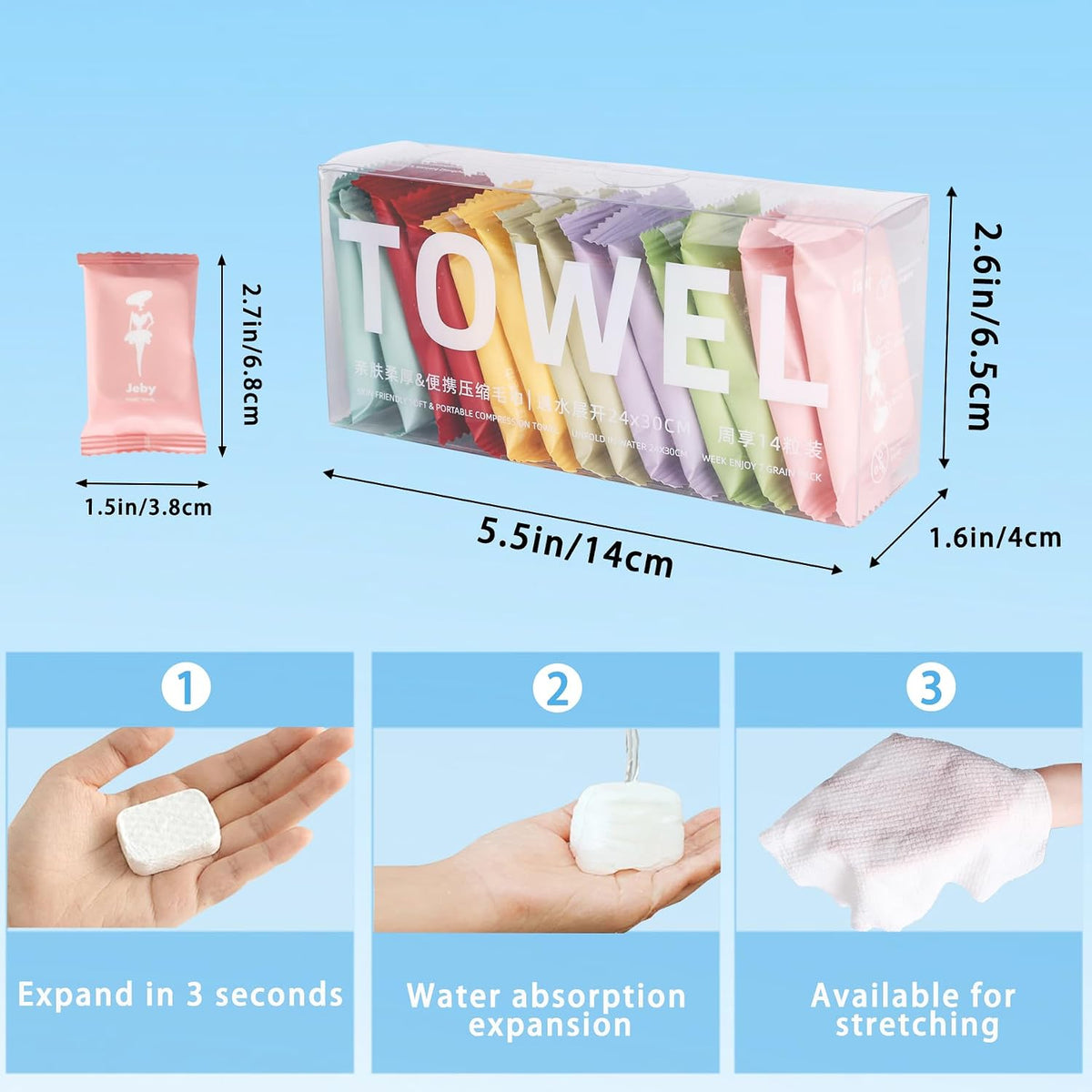 Disposable Compressed Towels - 56pcs Portable Travel Wash Cloth Compressed Towel Tablets,Thicker Quick Absorbent Face Towel for Outdoor Camping Hiking Sport Hotel