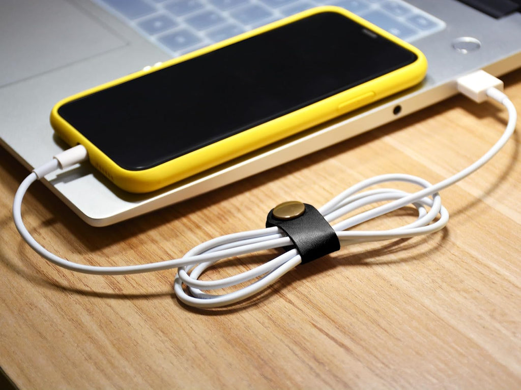 CAILLU Leather Cord Organizer,Cable Ties for Earbuds,Cord Keeper for Travel