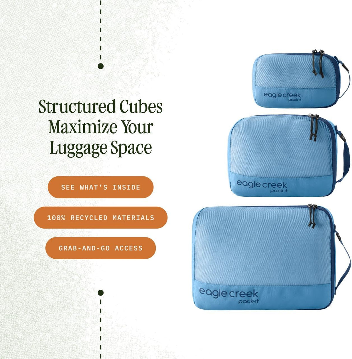 Eagle Creek Pack-It Reveal Cube Set, XS/S/M, Blue Dawn