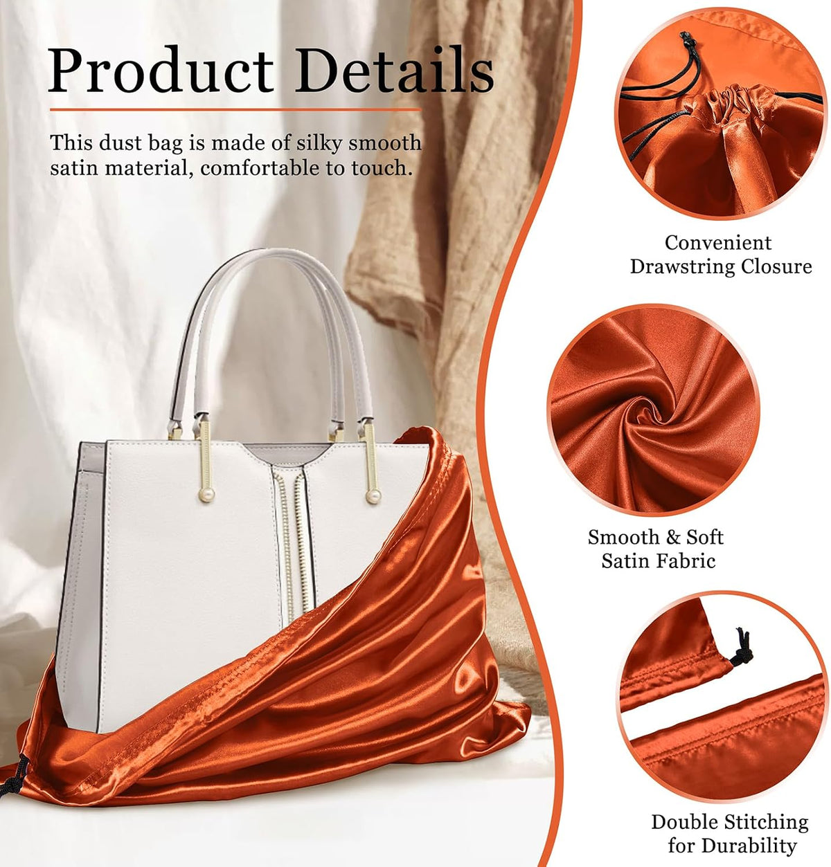 P Pothuiny 2 Pcs Satin Dust Bags for Handbags