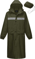 CREATMO US Men's Long Rain Coat Waterproof Packable Rain Jacket Outdoor Lightweight Windbreaker with Hood