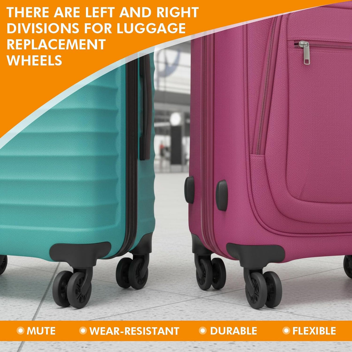 Shinylin 4 Pcs Luggage Suitcase Swivel Caster Wheel Replacement Parts Suitcase Repair Spinner with Screw Replacement, Left and Right Wheels Mute Bearing Swivel for Luggage