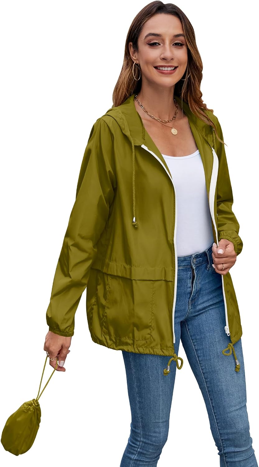 Hount Women Rain Jacket Lightweight Waterproof Packable Raincoat with Hood