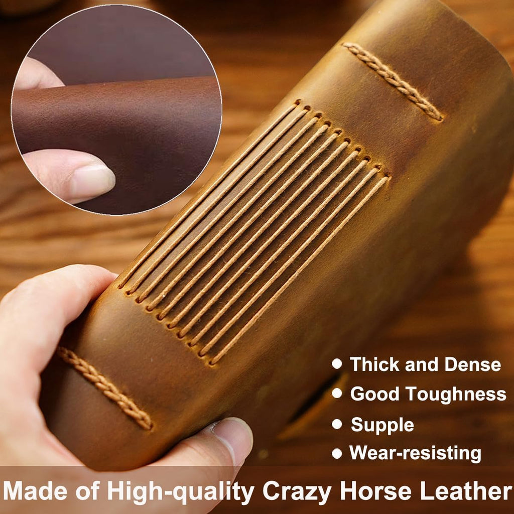 Acidea Leather Vintage Journal, 7.5"x5.5" Hardcover Executive Notebooks, 200 Sheets(400Pages) Blank Kraft Paper Sketchbook, Genuine Leather Handmade Travel Writing Journal Dairy, Gift for Men, Women