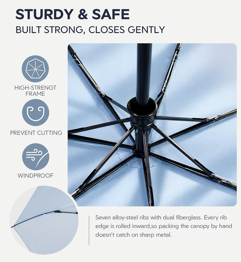 Umbrella Travel Size Compact Auto Open Close, Windproof for Rain