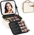 Relavel Birthday Gifts for Women Teen Girls, Initial Makeup Bag with LED Mirror, Personalized Cosmetic Organizer with 3 Light Modes, Rechargeable Travel Bag with Compartment & Adjustable Dividers - Z