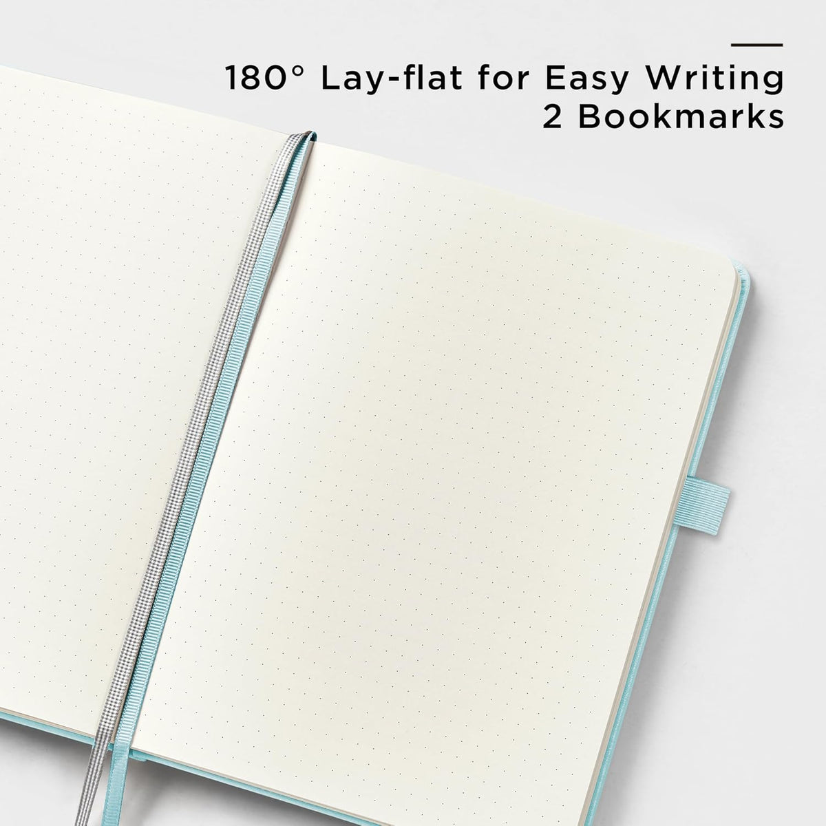 &And Per Se Dotted Journal Notebook, A5 Hardcover Leather Dotted Journal, 160 Pages 100gsm Thick Dot Grid Paper, 3 Sheets of Stickers Included - 5.7'' x 8'' (Cyan)