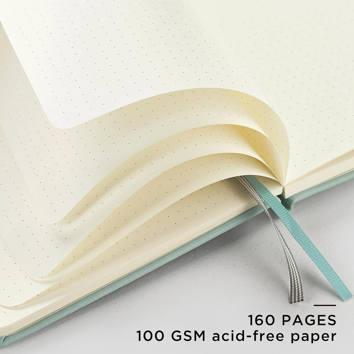 &And Per Se Dotted Journal Notebook, A5 Hardcover Leather Dotted Journal, 160 Pages 100gsm Thick Dot Grid Paper, 3 Sheets of Stickers Included - 5.7'' x 8'' (Cyan)