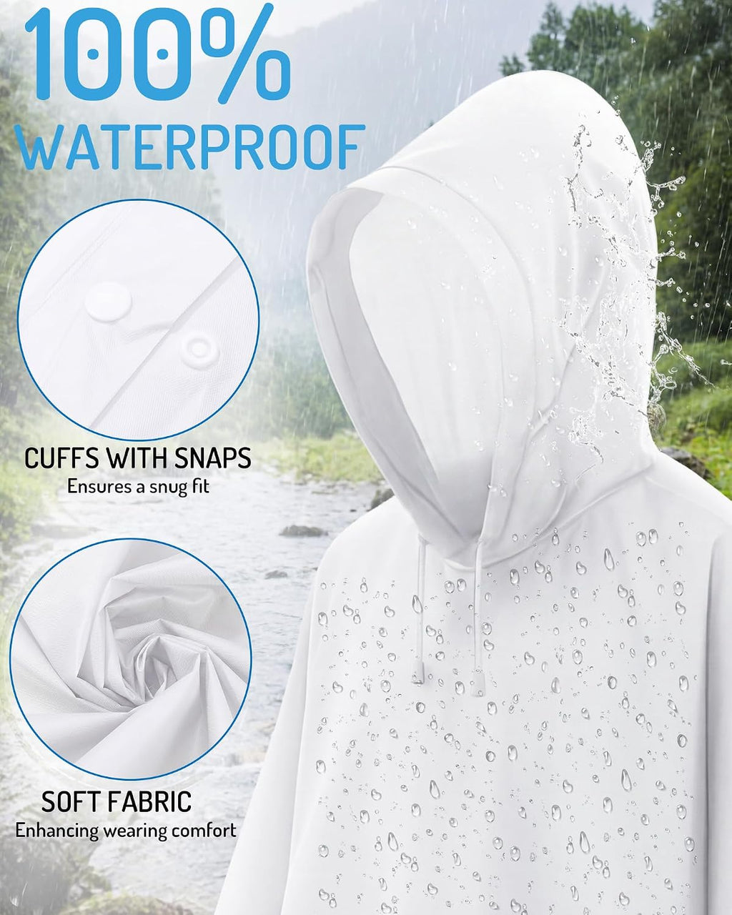 6pack Reusable Rain Poncho Adult