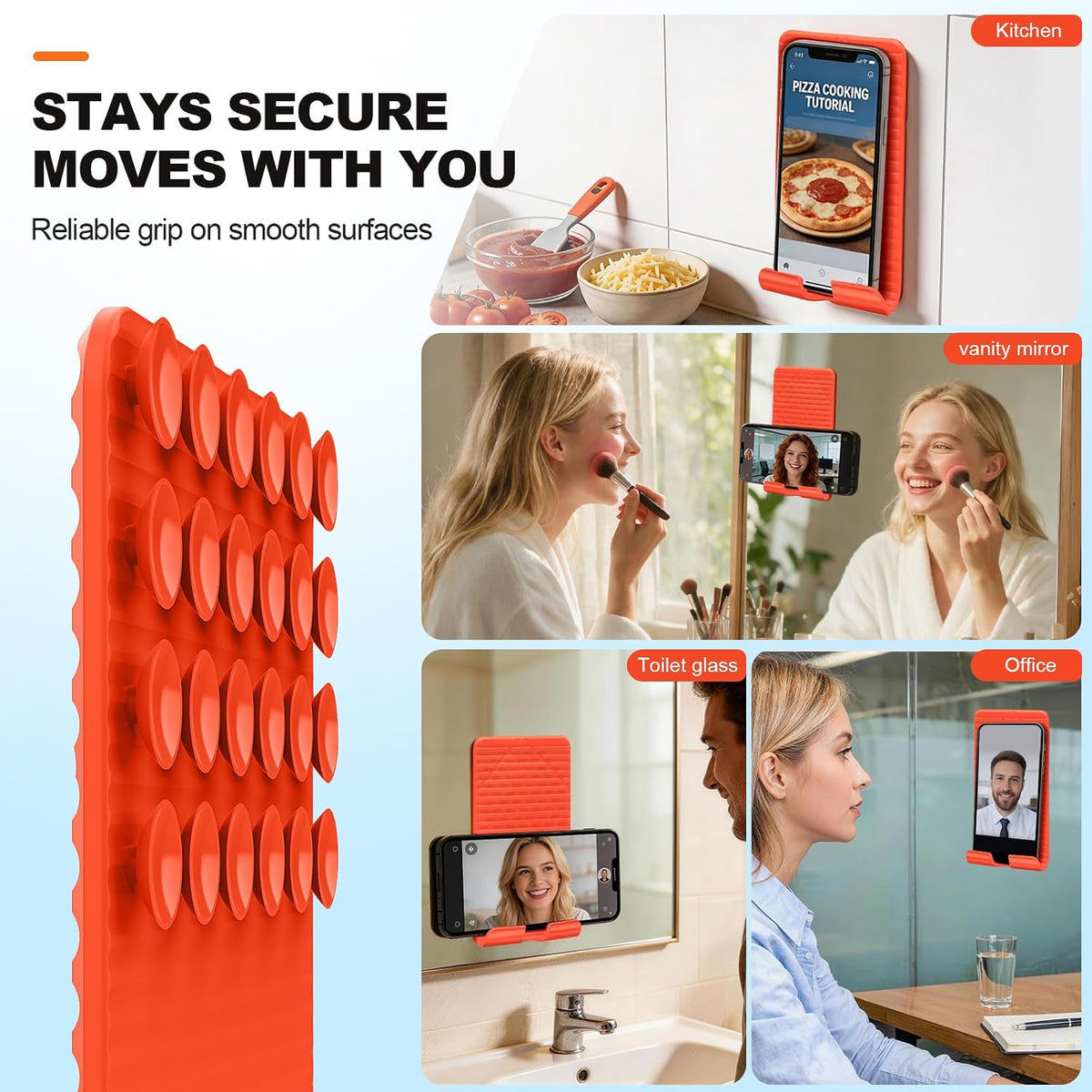 2-Pack Flexible Silicone Phone Stand, Foldable Airplane Phone Holder