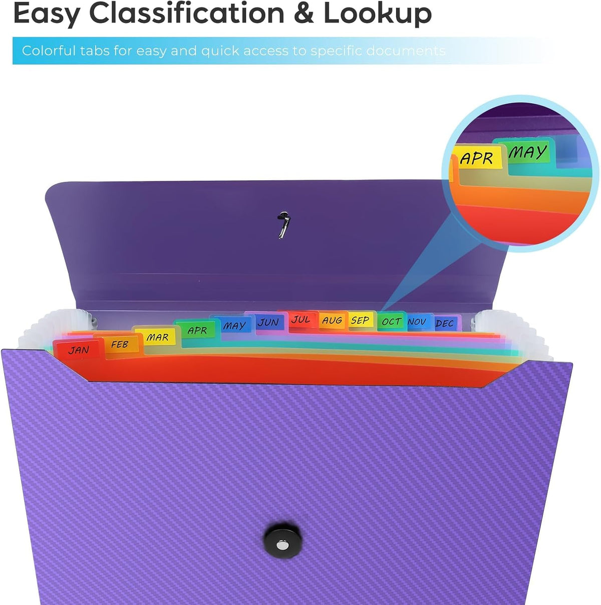 Accordion File Organizer, Expanding File Folder for Sorting Documents and Papers, 13 Pockets File Storage Organizer for Home, Travel and Office Use, Hospital Bag Essentials (Purple)