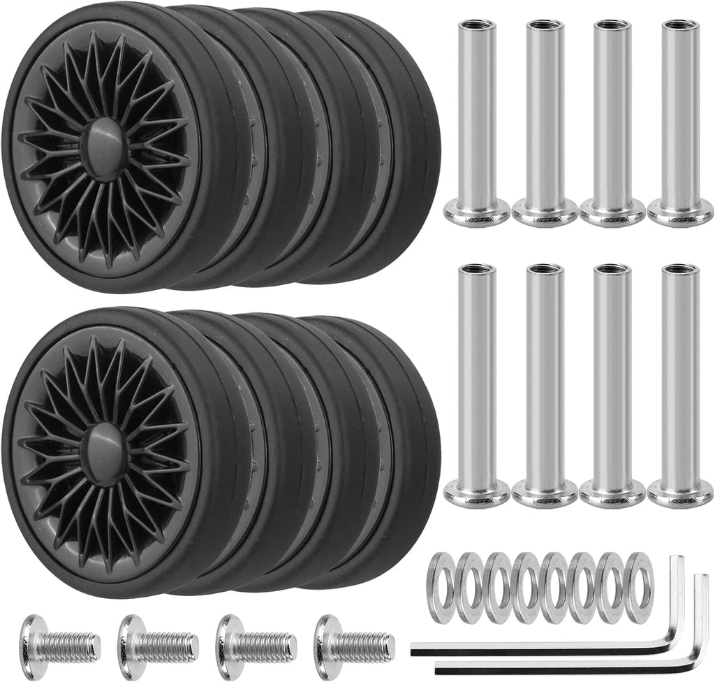 8 Pcs Double Row Suitcase Replacement Swivel Wheels OD55mm Black A28