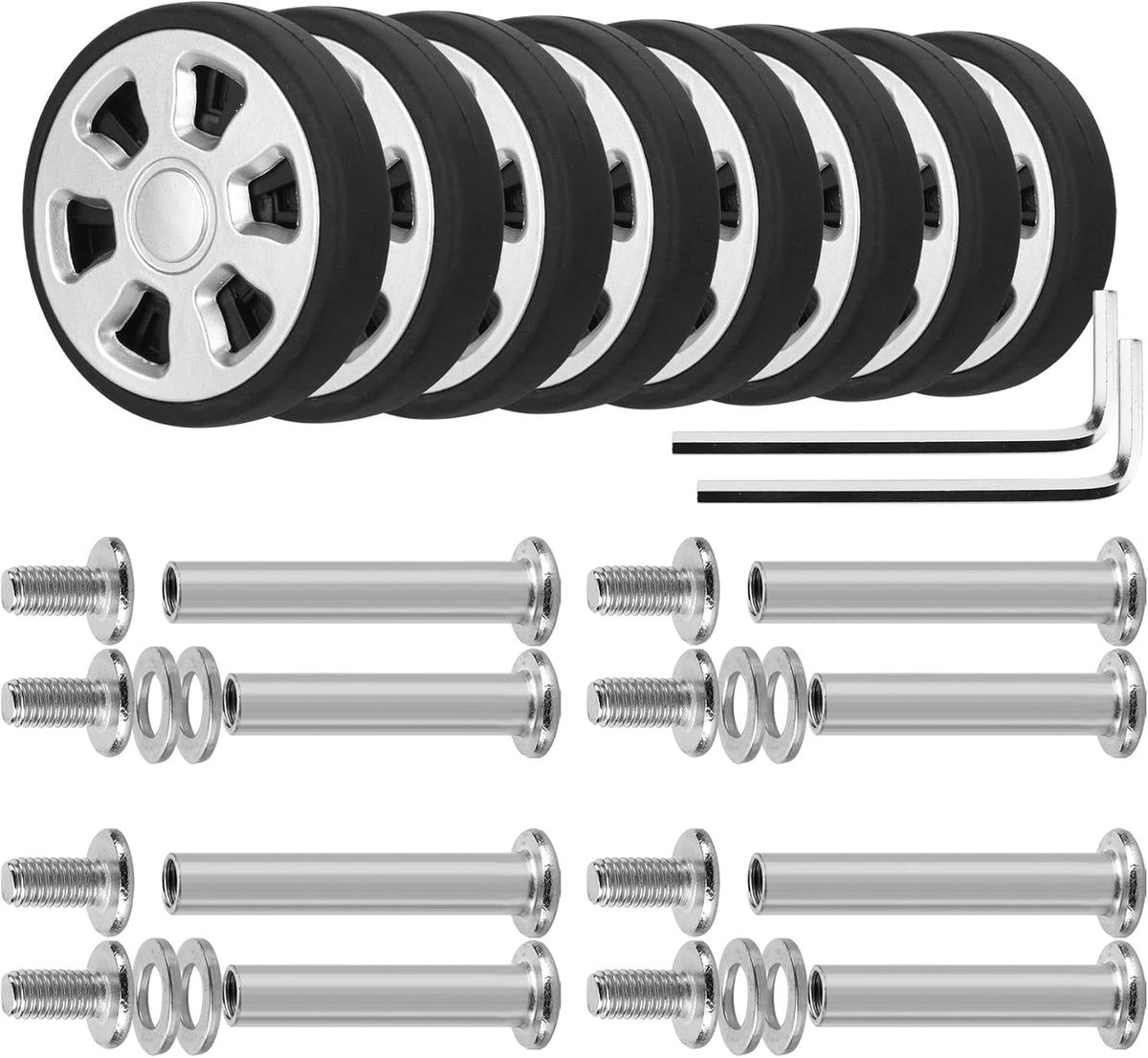 8 Pcs Replacement Luggage Rubber Wheels 2.17 inch, 55mm Suitcase Spinner Wheel Repair Repair Set, Wear-Resistant Trolley Casters (VA34, 55 mm)