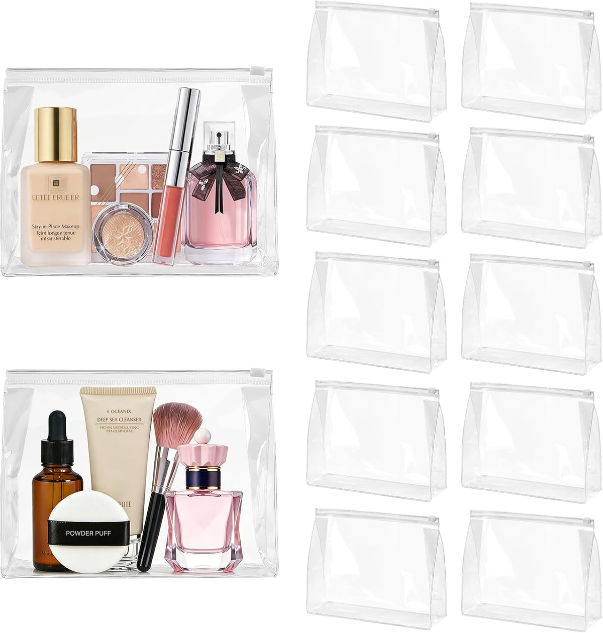 Ohuimrt Mini Clear Makeup Bags, 7.9" x 5.9" x 2", 12 PCS