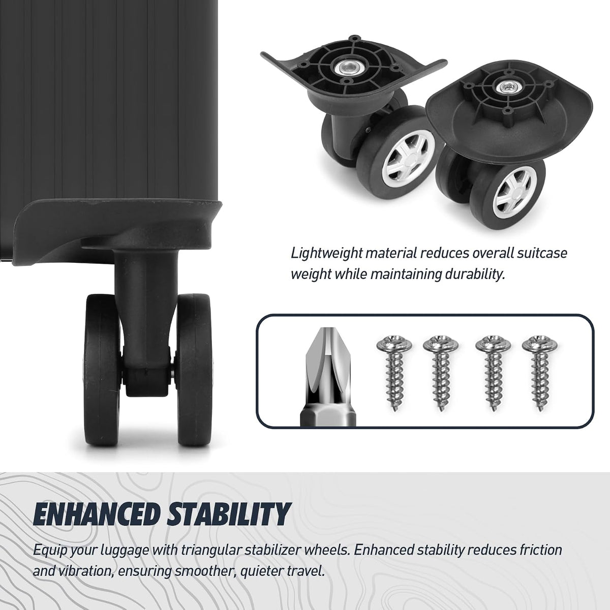 1 Pair Smooth Luggage Replacement Wheels DL130, Low-Noise Swivel Casters