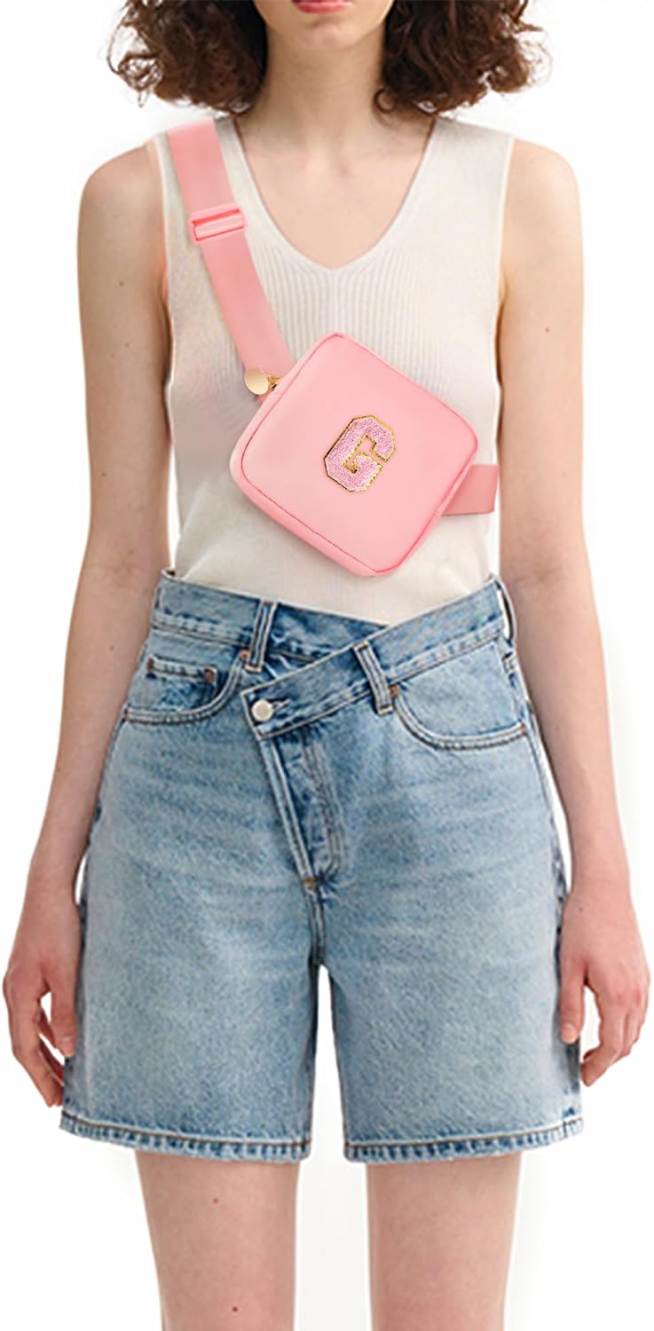 Uygafly Gifts for Girls Kids Toddler,Initial Fanny Pack Purse Peach,G