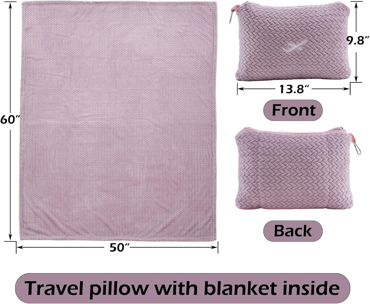 NEWCOSPLAY Travel Blanket with Storage Bag for Airplane Travel, Purple