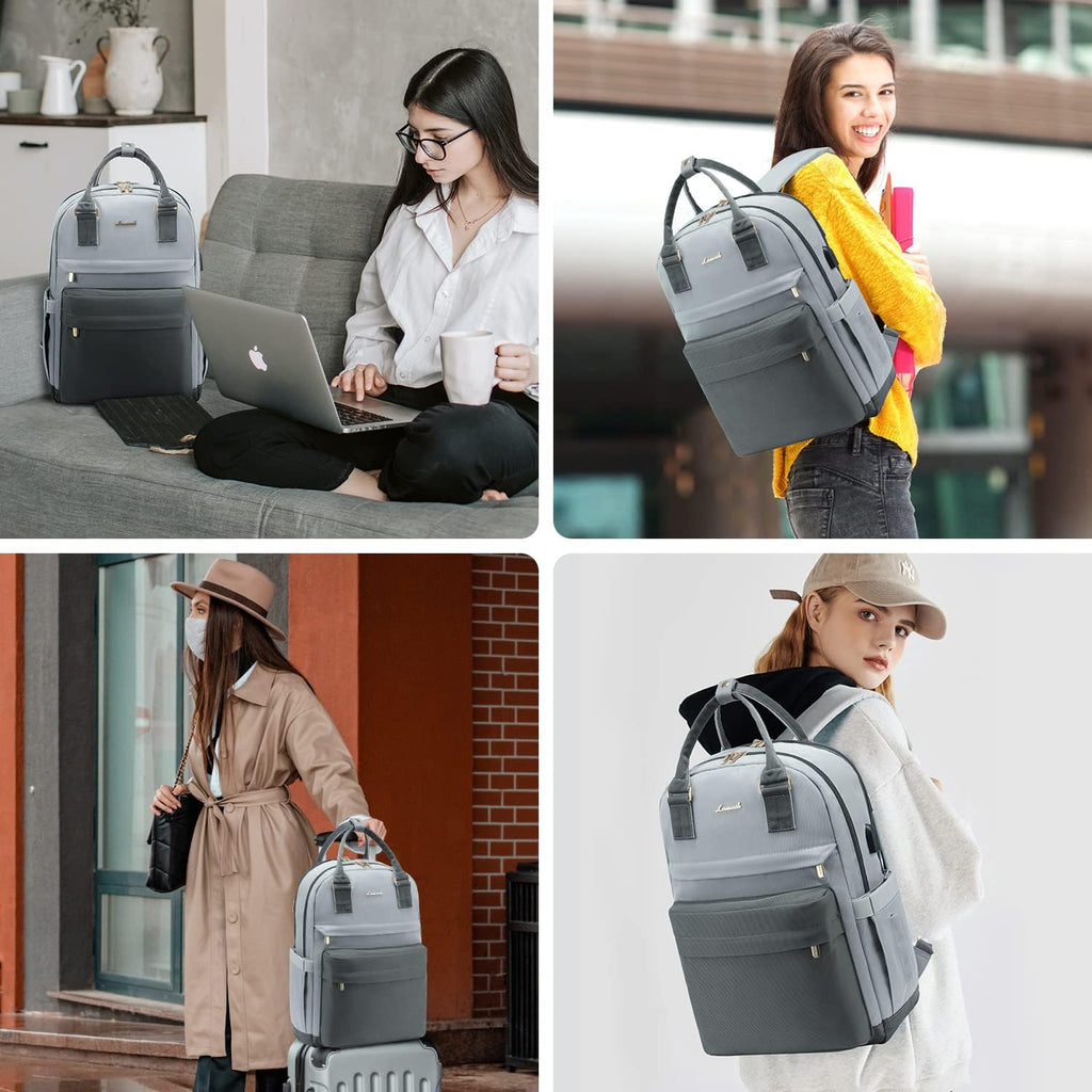 LOVEVOOK Laptop Backpack for Women 15.6 Inch Laptop Bag with USB Port, Fashion Waterproof Backpacks Teacher Nurse Stylish Travel Bags Vintage Daypacks Bookbag for College School Work
