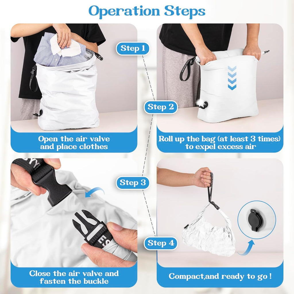 Travel Laundry Bag for Dirty Clothes, Waterproof Compression Bag