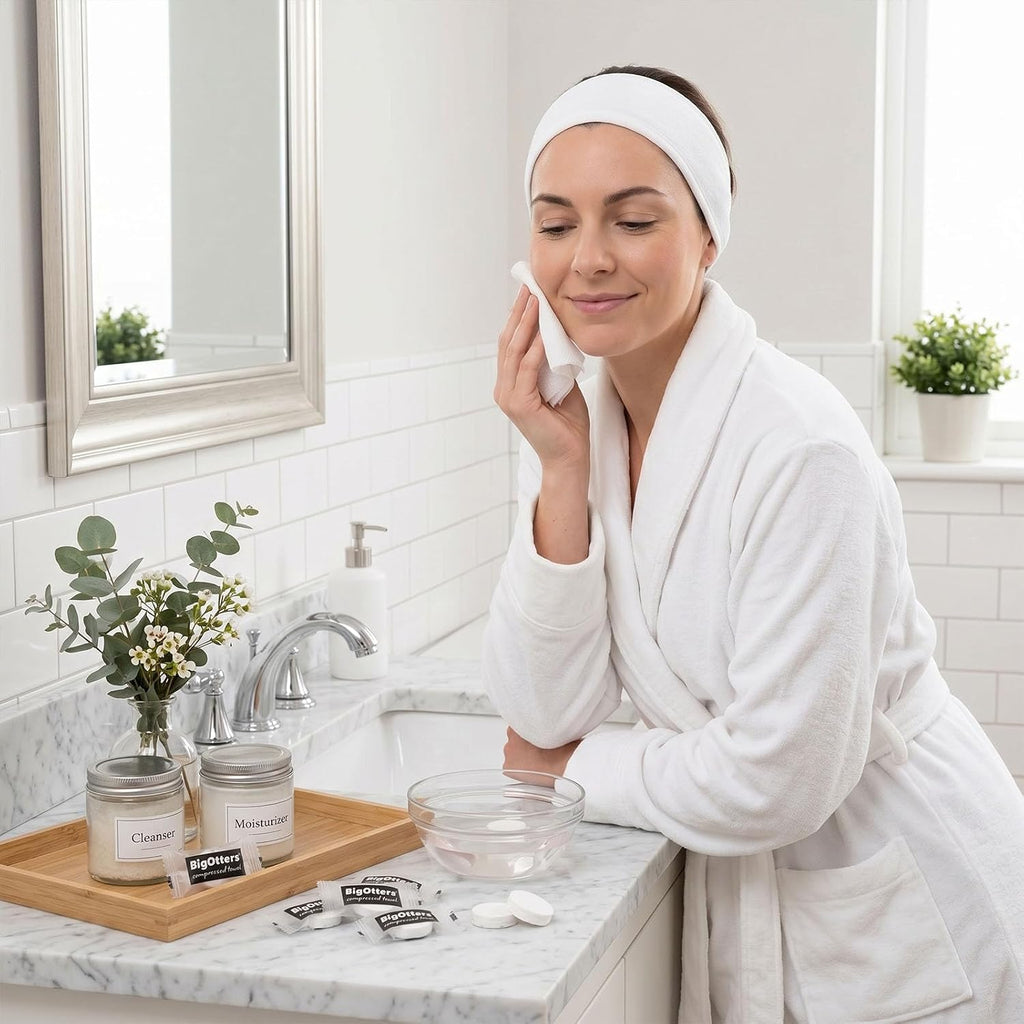 BIGOTTERS 200 PCS Cotton Compressed Towels, Disposable Face Towels