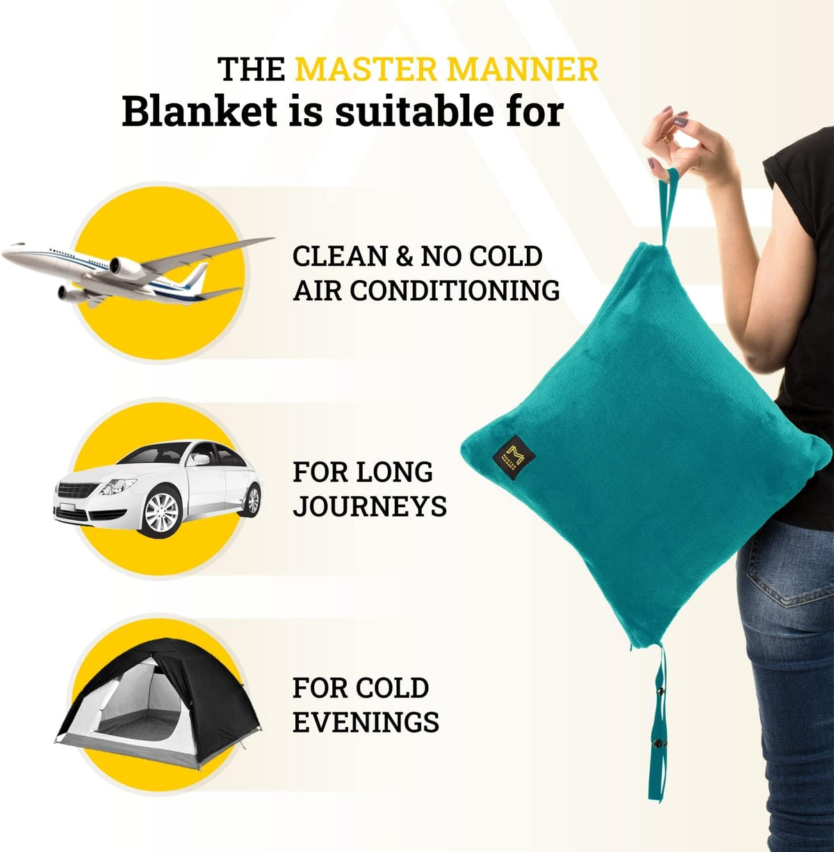 Travel Blanket Airplane Compact with Hoodie, Folds into a Travel Pillow