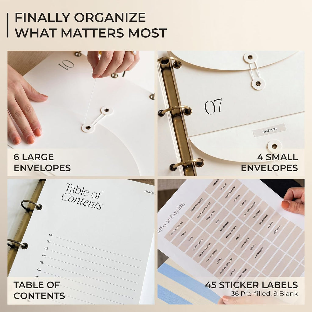 Document Organizer Binder for Important Papers & Passports, Cloud