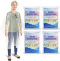 CloudTen Clear Rain Ponchos for Adults (4 Pack) | Thick and Compact Clear Disposable Rain Ponchos Family Pack - Camping Essentials and Good for Disney World Essentials
