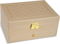 GUOER Jewelry Box for Women Girls, Two Layers Jewelry Organizer (Champagne)