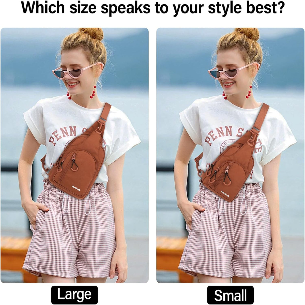 Hanke Crossbody Sling Bag for Women Men, Small & Large Casual Cross Body Sling Bags, Chest Bag for Outdoor Hiking Travel