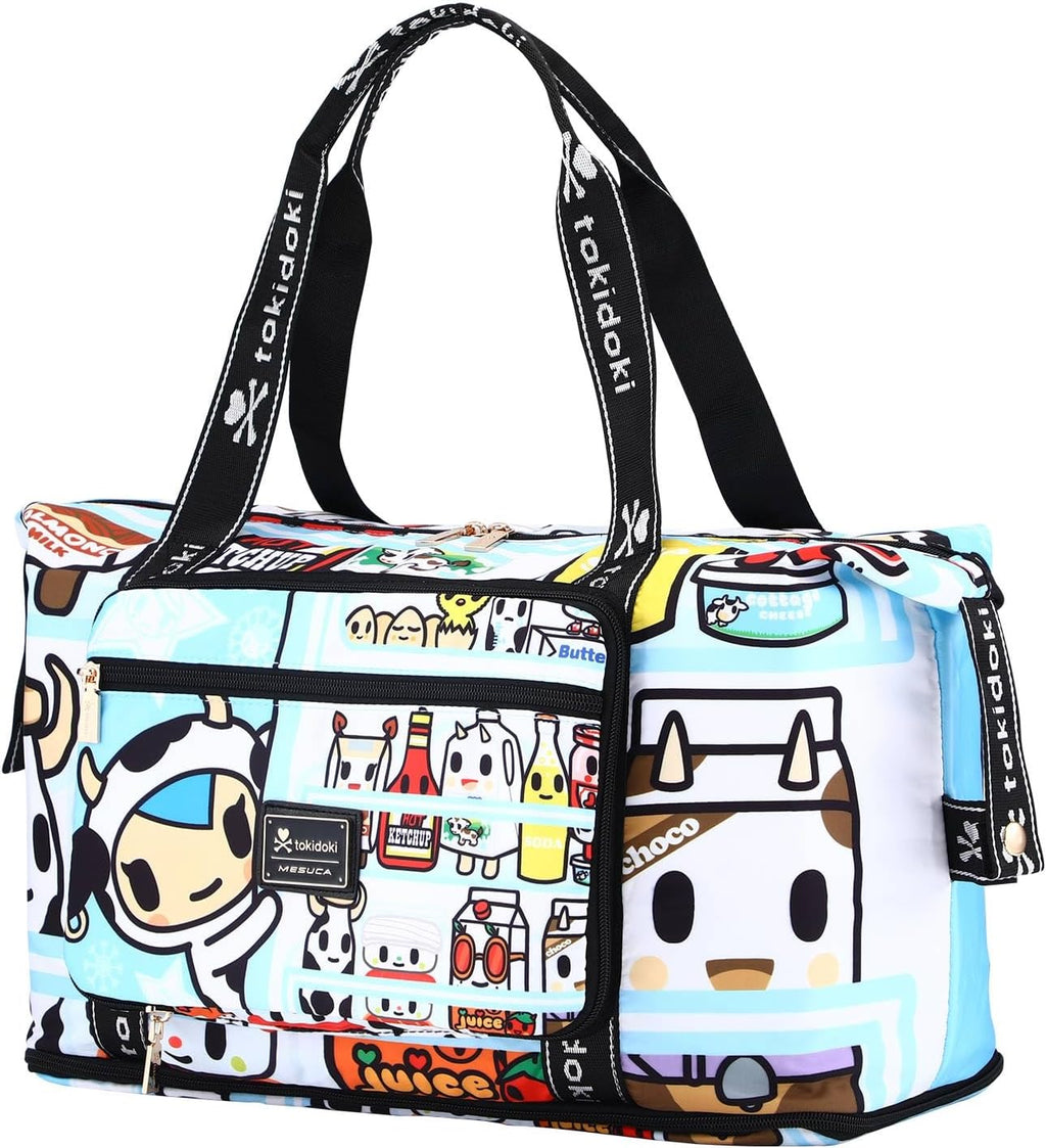Tokidoki Unicorno Foldable Duffle Bag for Travel, 40L Expandable Weekender Bags with Trolley Sleeve Overnight Bags for Travelling (Blue)
