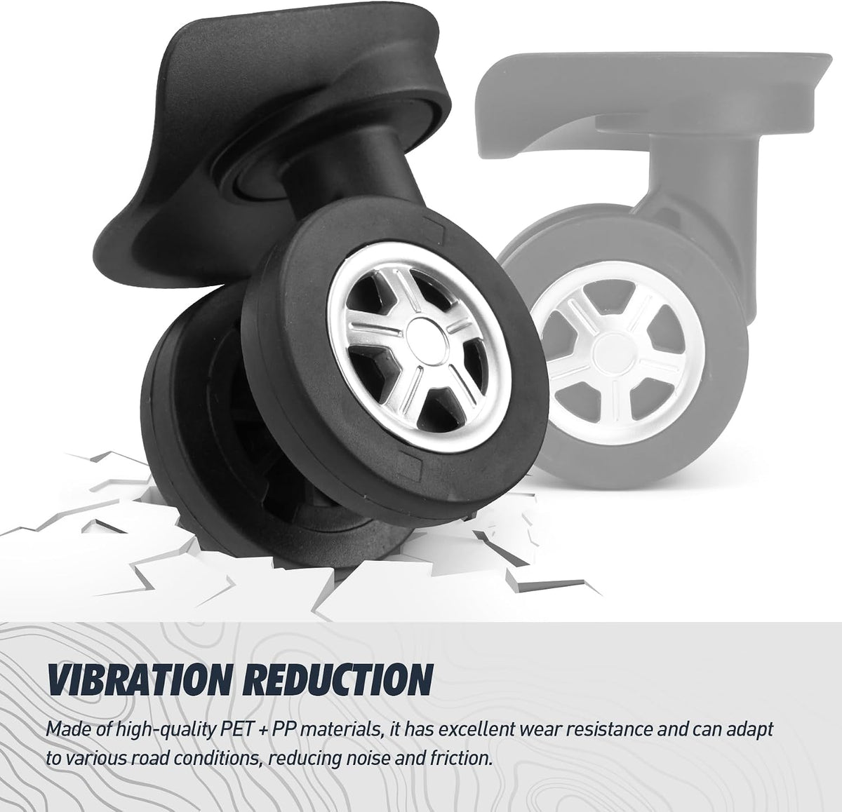 1 Pair Smooth Luggage Replacement Wheels DL130, Low-Noise Swivel Casters