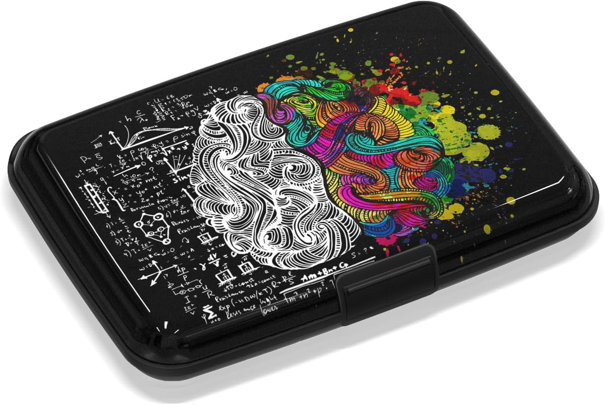 Credit Card Holders, Metal Card Wallet RFID Blocking Slim Aluminum Business Hard Cards Cases for Women Men, Brain Graffiti