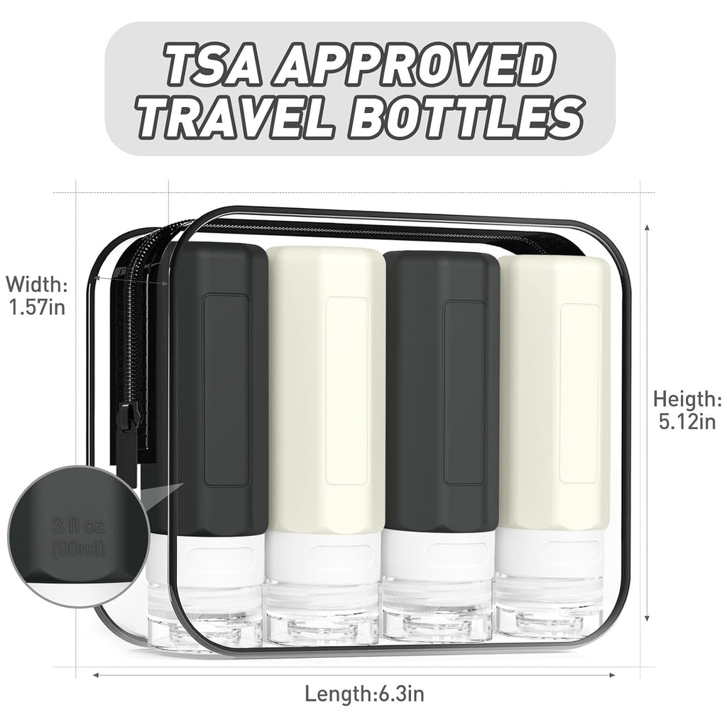 Redfly Travel Bottles for Toiletries 3oz, Silicone Travel Size Containers