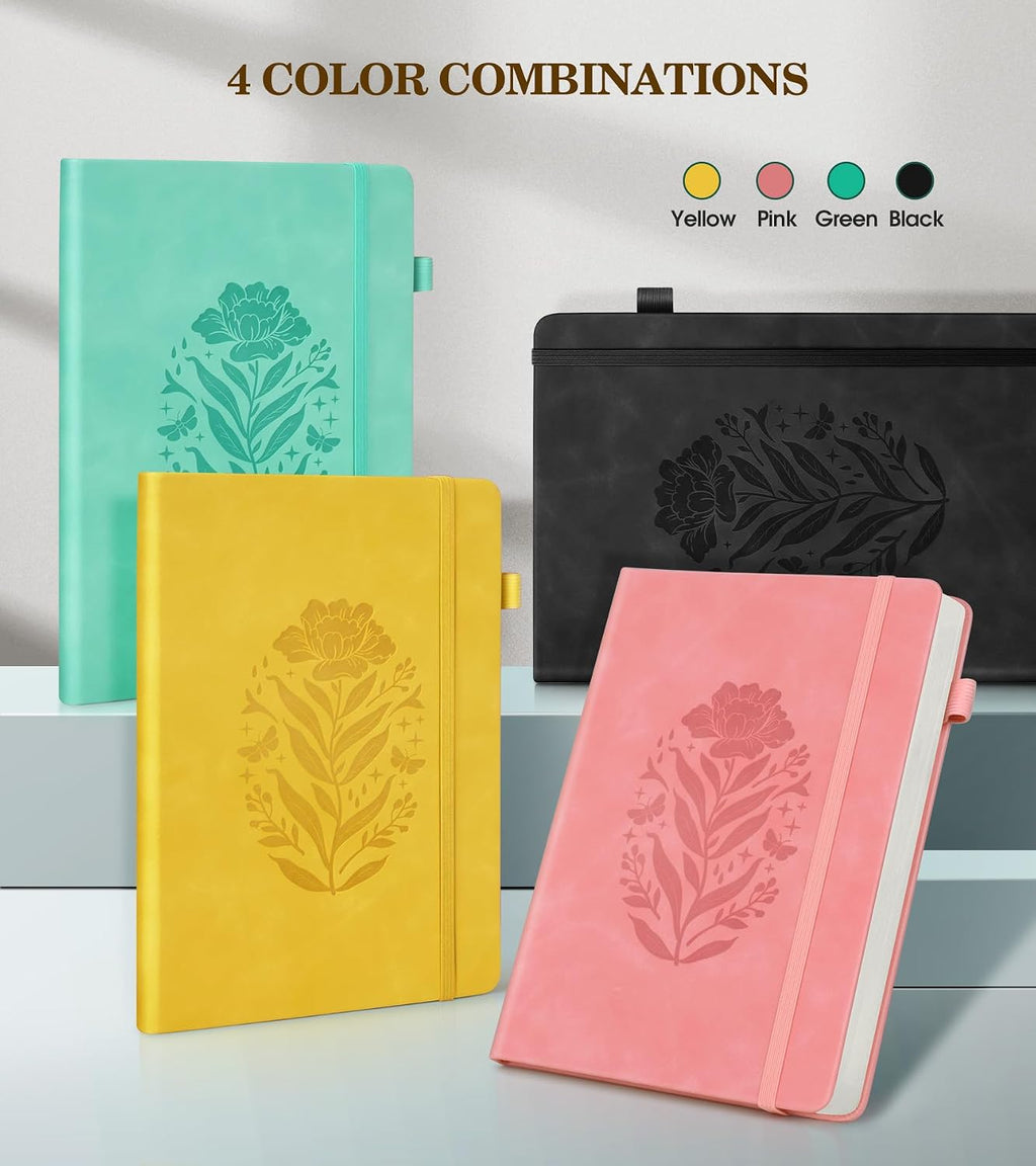 Lined Journal Notebook for Women, A5 Yellow Hardcover Leather Journals for Writing, 200 Pages Travel Daily Journal,Thick College Ruled Notebook for Work School, Note Taking, Business 5.75'' X 8.38''