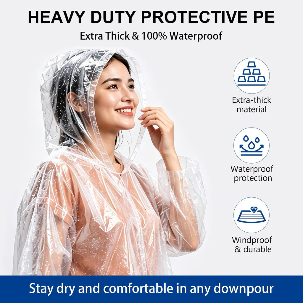 20 Pack Extra Thick Rain Ponchos for Adults with Shoe Covers Disposable