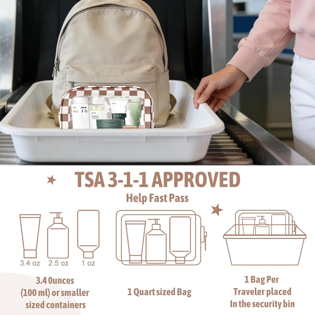 YOPCDJ 5PCS Diaper Bag Organizer Pouch Set, TSA Approved Toiletry Bag, Clear Waterproof TPU Makeup Bag Set Travel Organizer Bags for Women and Kids