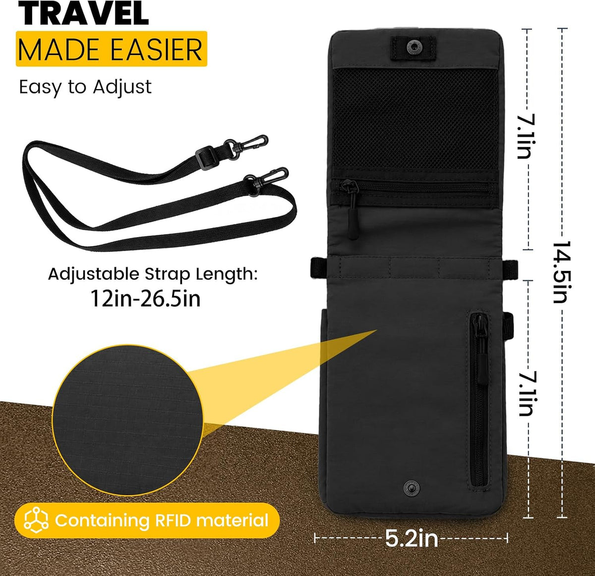 RFID Blocking Passport Holder for Travel Women Wallet Suit Single & Couples, Travel Essentials Neck Wallet with Adjustable Strap and Multi-Pocket Document Organizer Men for International Travelers