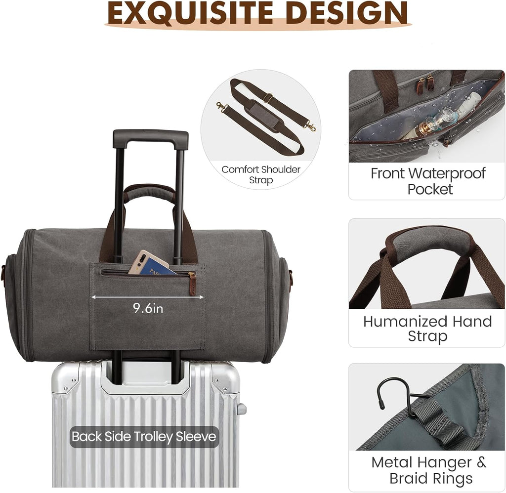 Garment Bag for Travel, S-ZONE Duffle Bag for Men Travel Convertible Suit Bags Carry on Luggage Women Hanging Suitcase Travel Bag with Toiletry Bag
