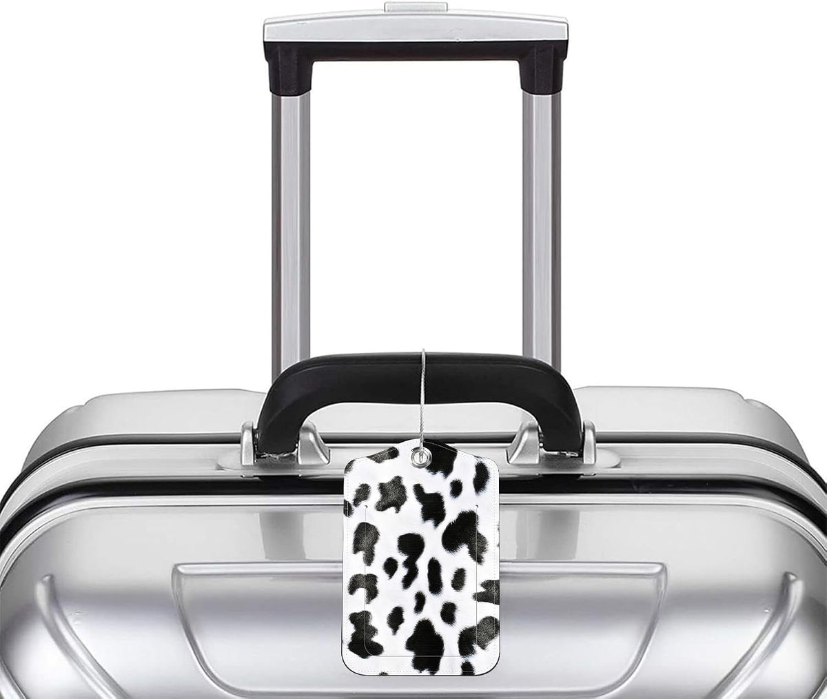 2 Pack PU Luggage Tags for Suitcase, Cow Texture Suitcase Tag Leather Privacy Cover ID Label with Stainless Steel Loop for Baggage Handbag School Bag Backpack