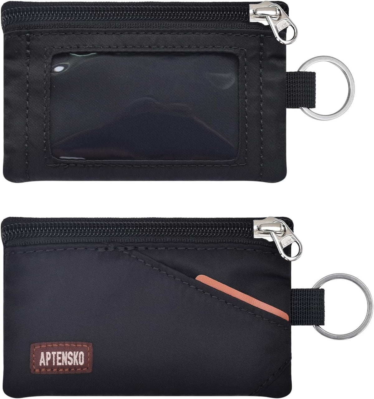 RFID Blocking Travel Wallet with Adjustable Lanyard, Small Nylon Zipper Pouch and Badge Holder for ID, Credit Cards, Cash, Keys, Commuters (Black)