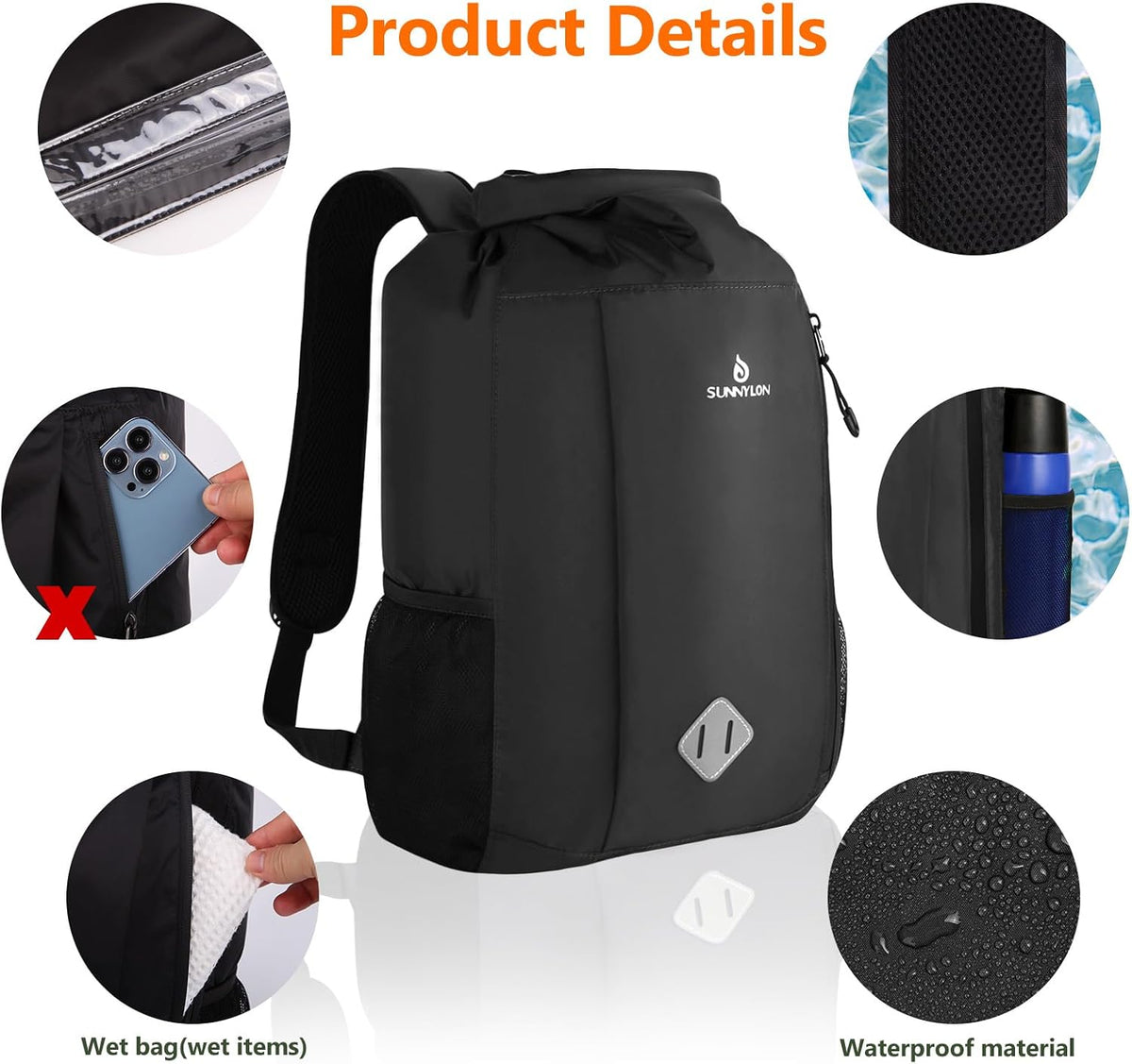 Dry Bag Backpack, 20L Dry Bag Waterproof with Waist Pouch and Phone Case,Roll top Dry bag for kayaking,Marine dry bag for Kayaking, Beach, Rafting, Boating, Hiking, Camping and Fishing