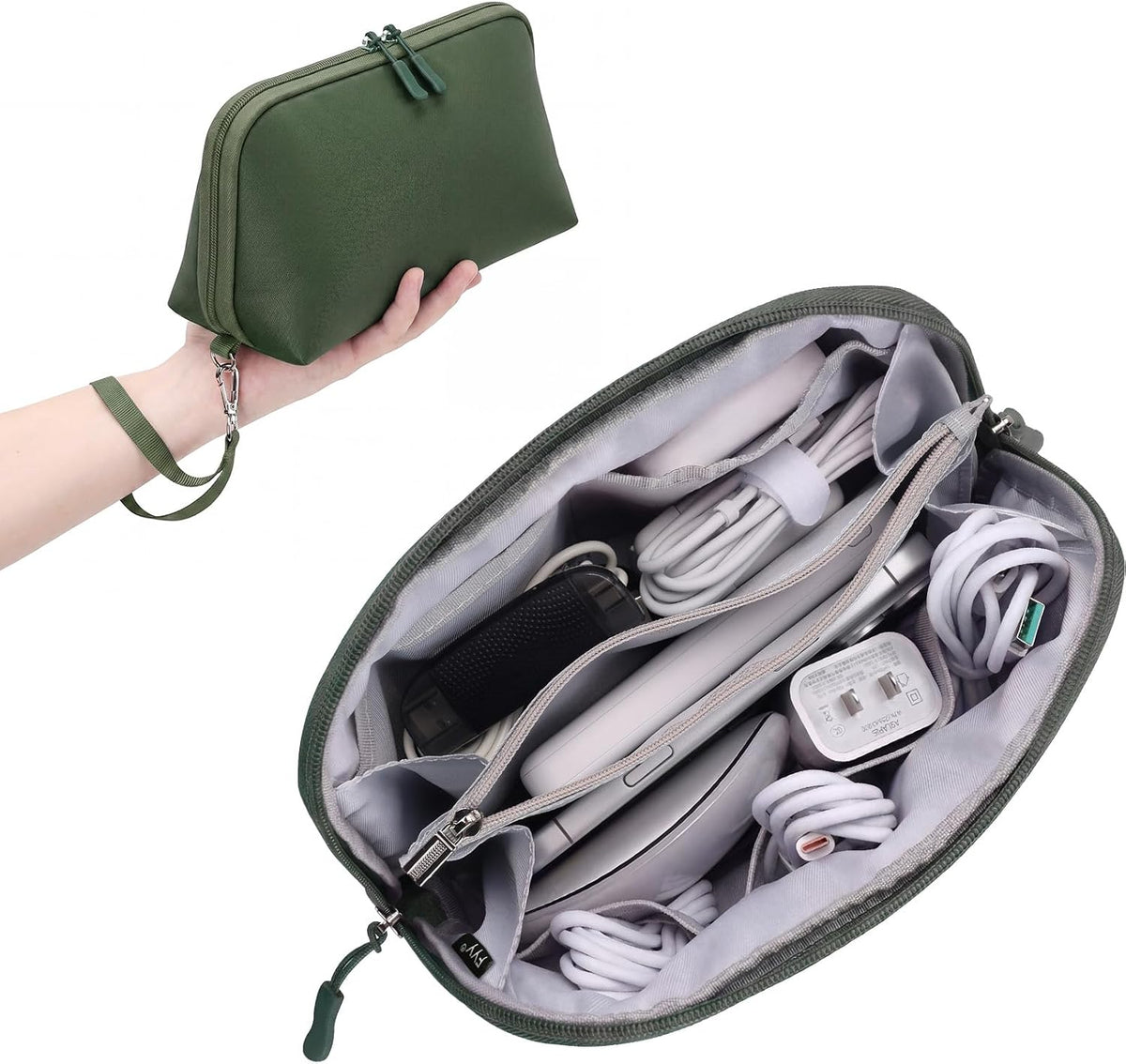 FYY Travel Cable Organizer - 8 Compartments, Lightweight, Water Repellent