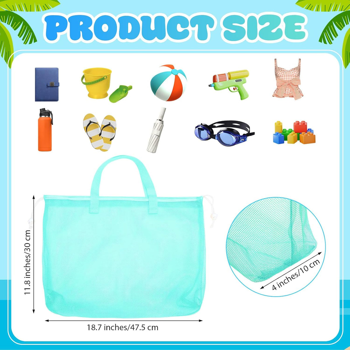 Paterr 24 Pcs Seashell Bag Mesh Drawstring, Foldable Beach Tote, 8 Colors