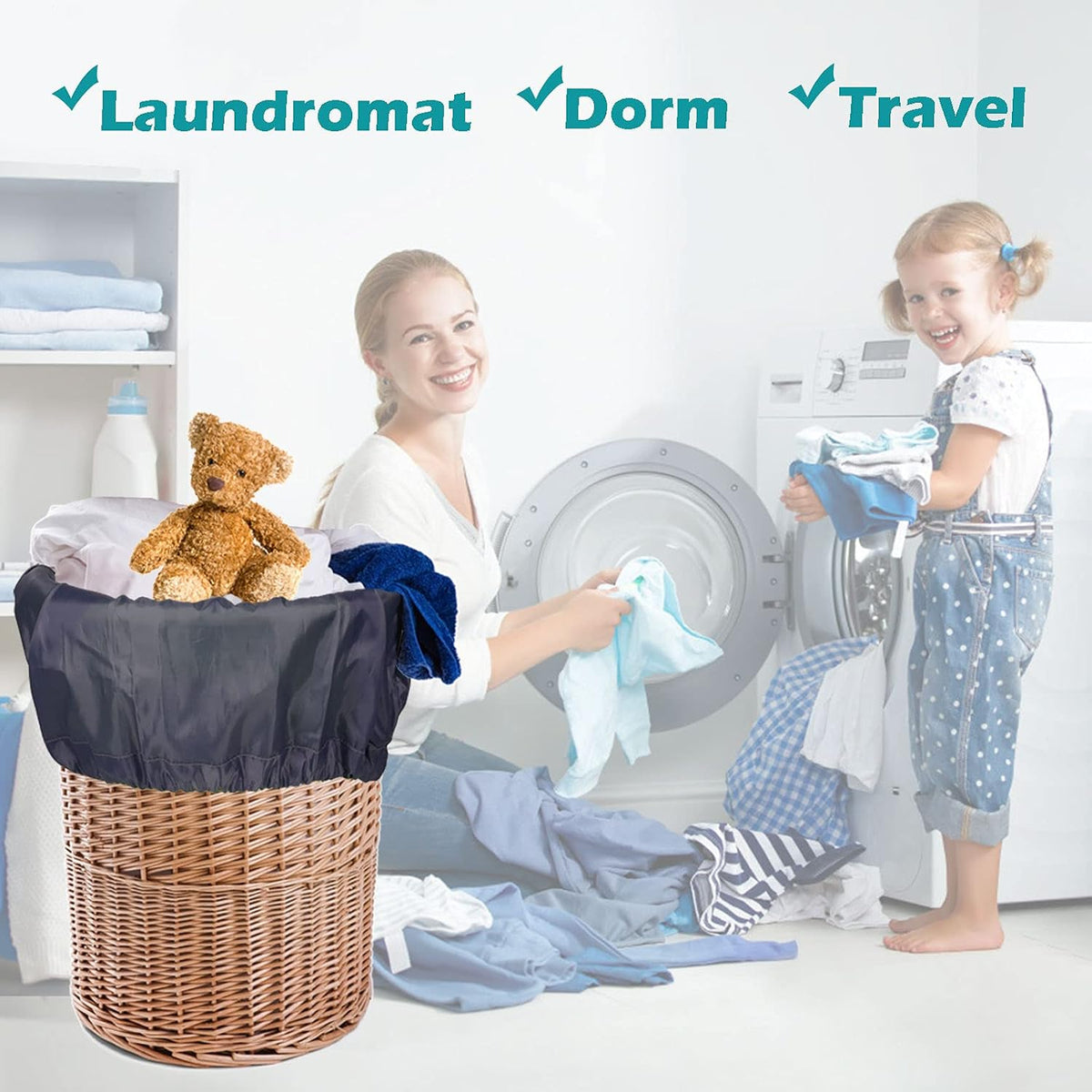 Coomee Heavy Duty Laundry Bag, 2 Pack XL Nylon Laundry Bags with Straps