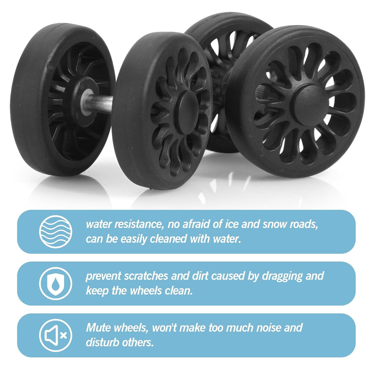8 Pcs Replacement Luggage Rubber Wheels 2 inch, 50mm Suitcase Spinner Wheel Repair Repair Set, Wear-Resistant Trolley Casters (VA6, 50 mm)