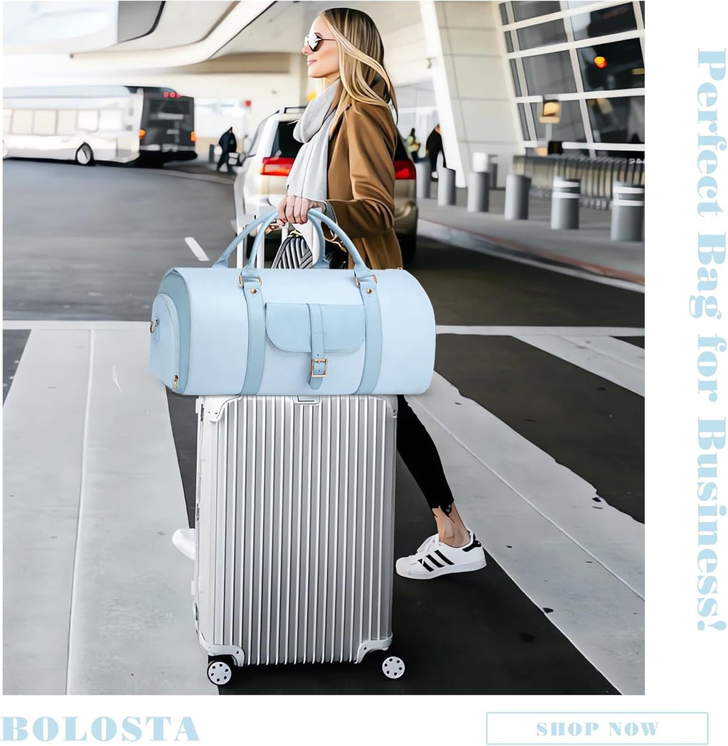 BOLOSTA 2 in 1 Convertible Garment Duffle Bags for Travel Foldable Carry On Garment Bag